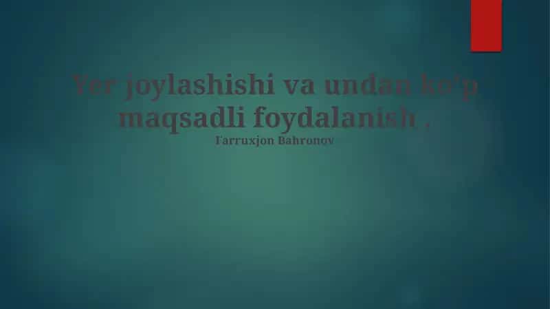 Ko'p maqsadli foydalanish imkoniyatlari 1