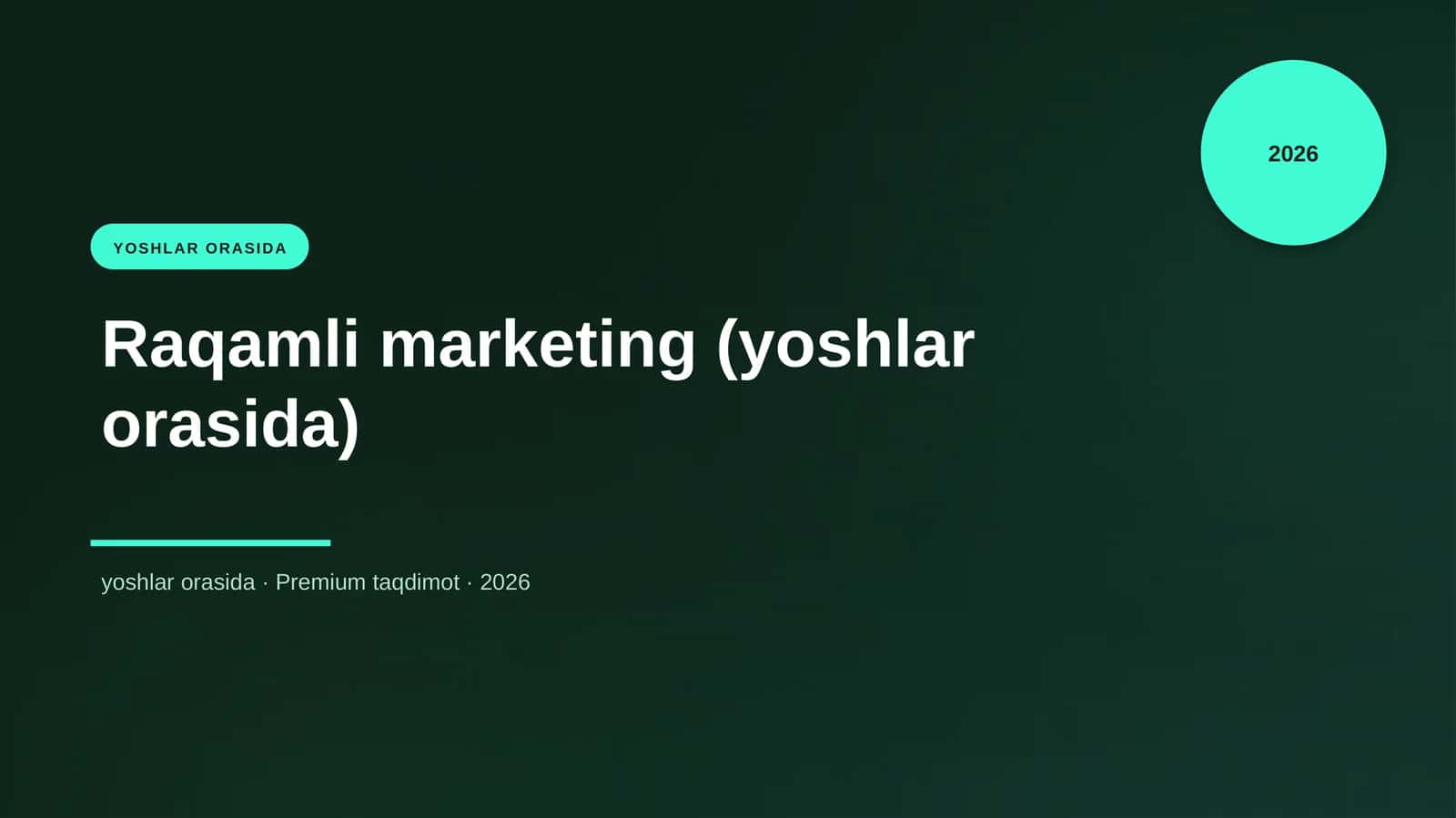 Raqamli marketing (yoshlar orasida) 1