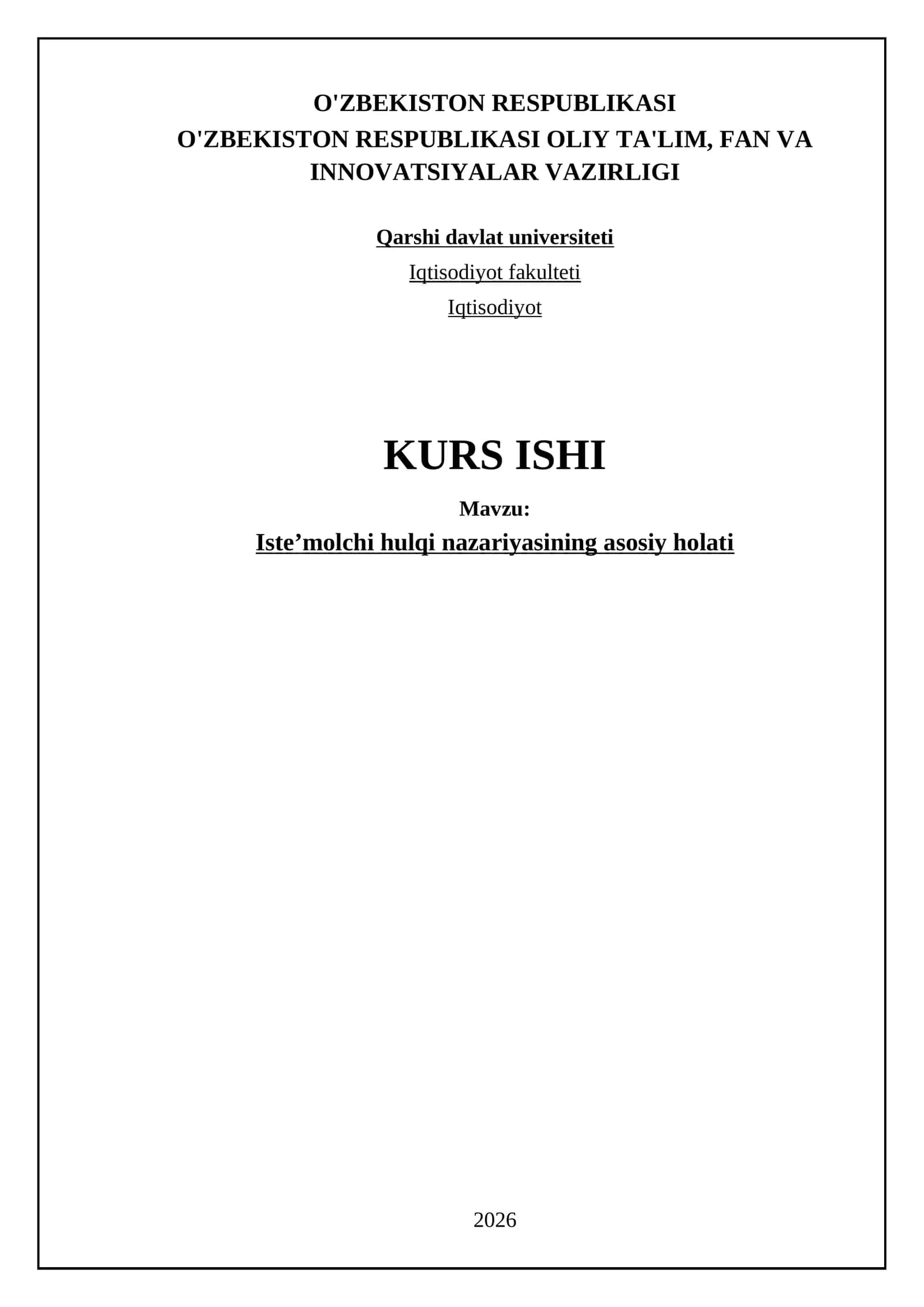 Isteʼmolchi hulqi nazariyasi asosiy holati 1