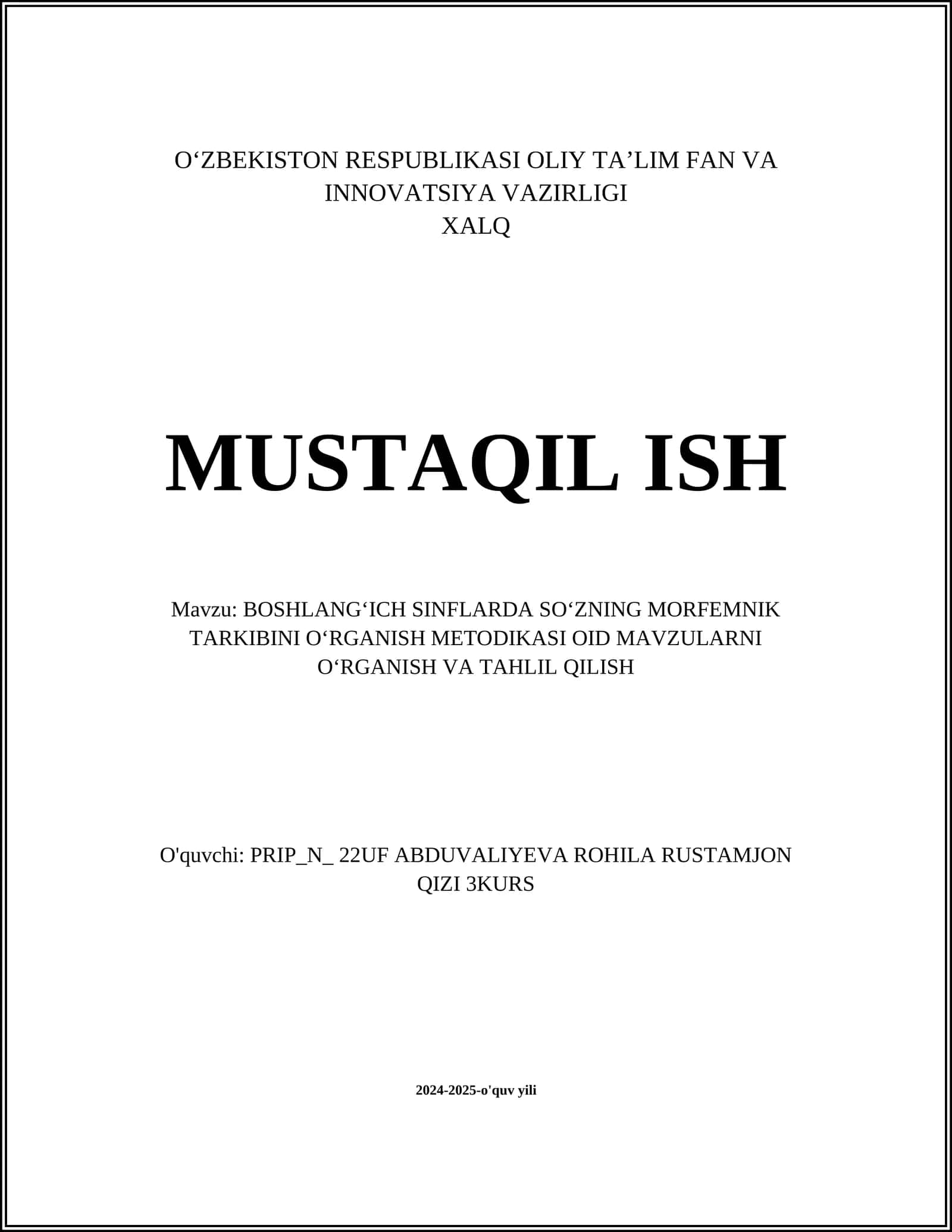 SOʻZNING MORFEMIK TARKIBINI OʻRGANISH METODIKASI 1