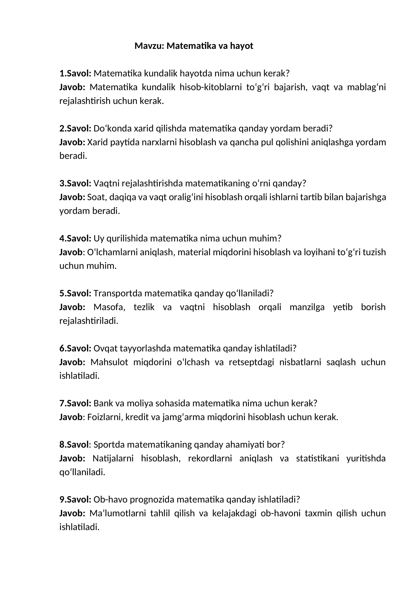 Matematika va hayot 1