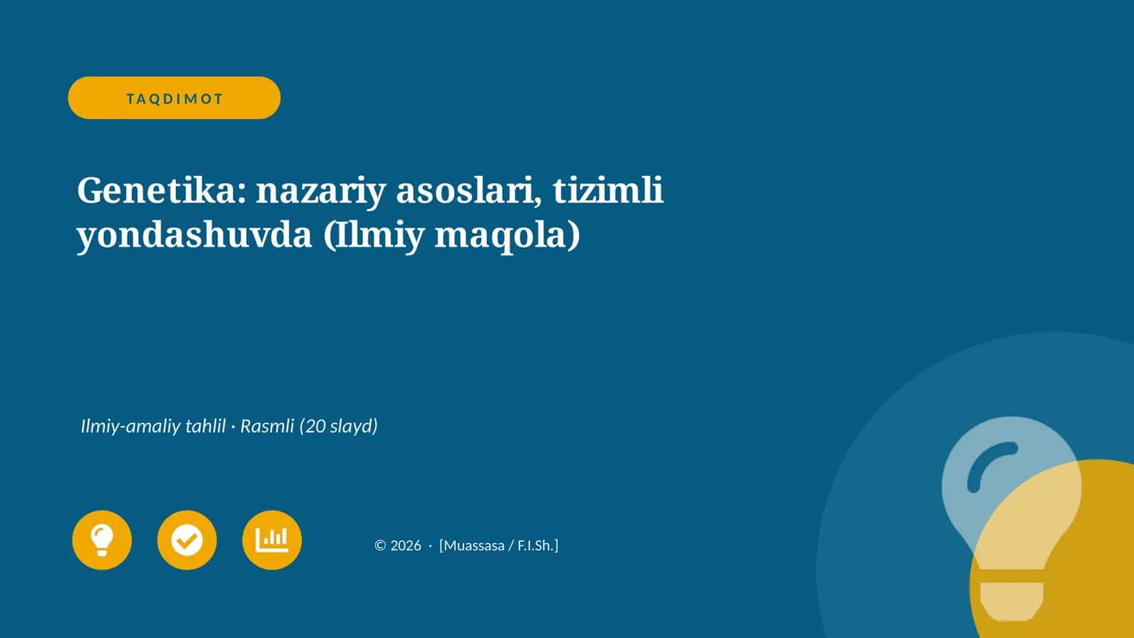 Genetika: nazariy asoslari, tizimli yondashuvda (Ilmiy maqola) 1