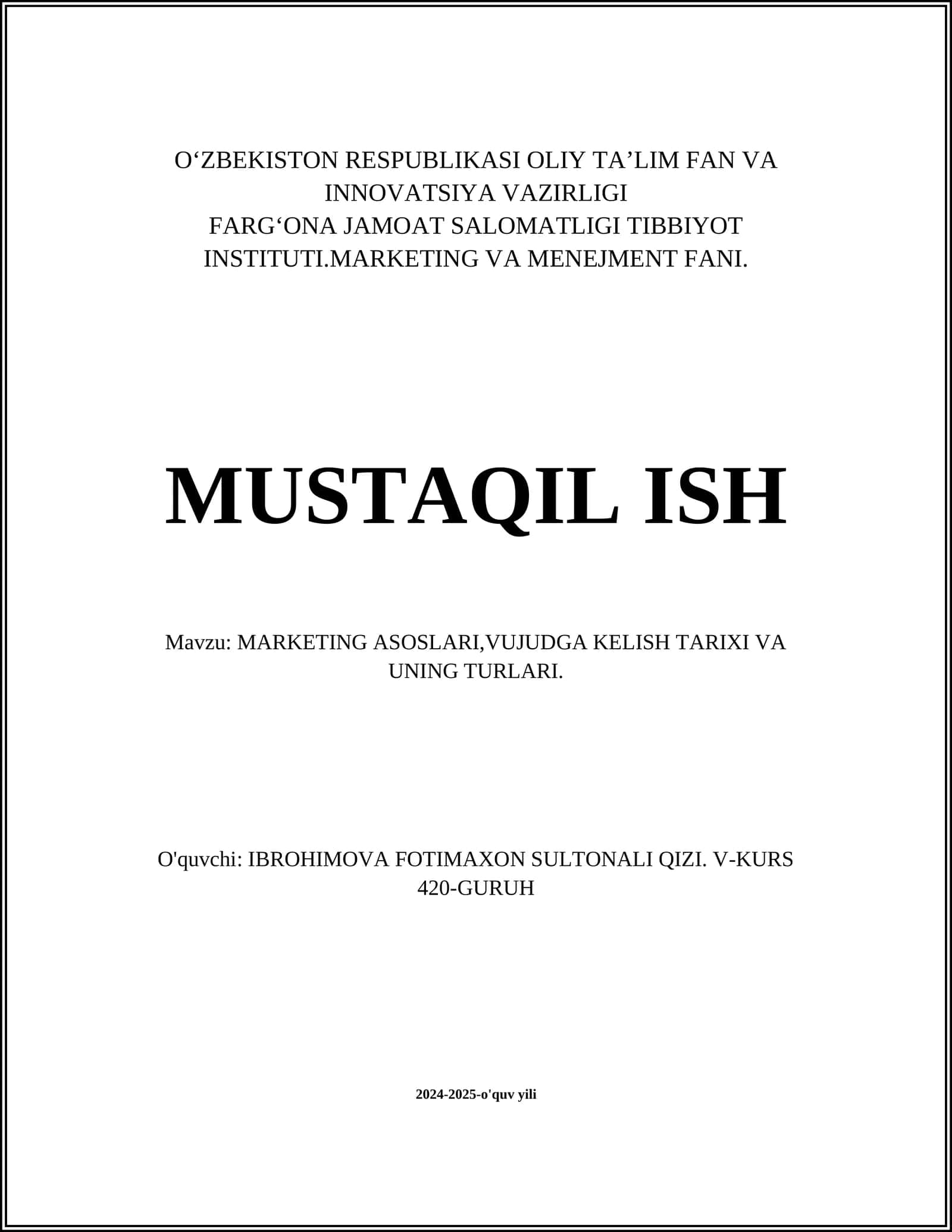 MARKETING ASOSLARI 1