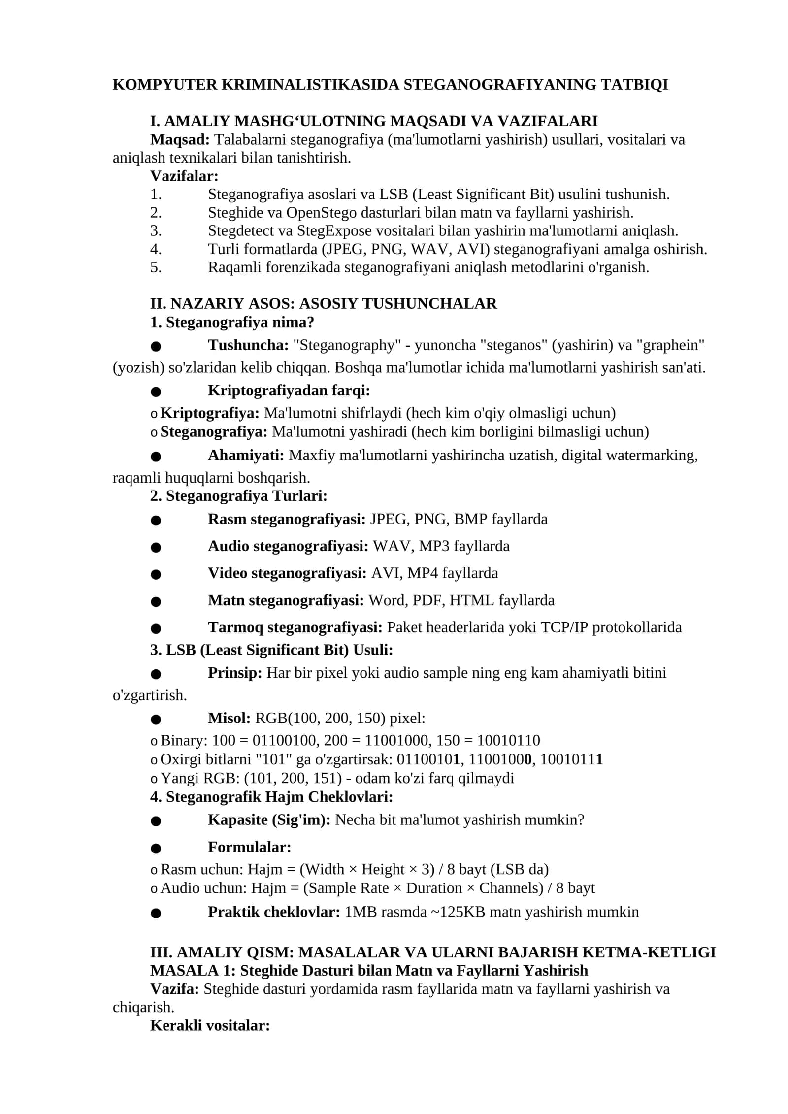 KOMPYUTER KRIMINALISTIKASIDA STEGANOGRAFIYANING TATBIQI 1