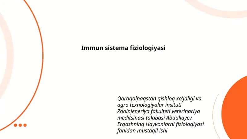 Immun sistema fiziologiyasi 1