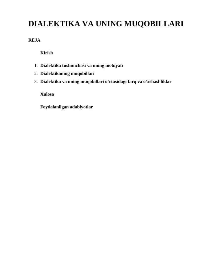 DIALEKTIKA VA UNING MUQOBILLARI 1