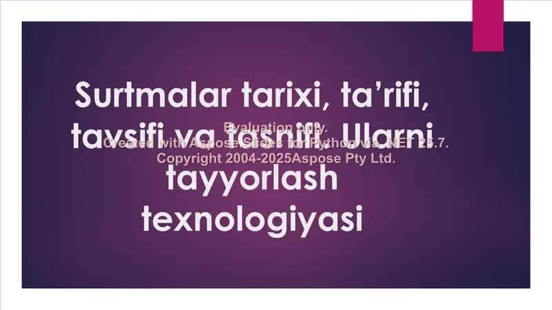 Surtmalar tarixi, ta’rifi, tavsifi va tasnifi. Ularni tayyorlash texnologiyasi 1