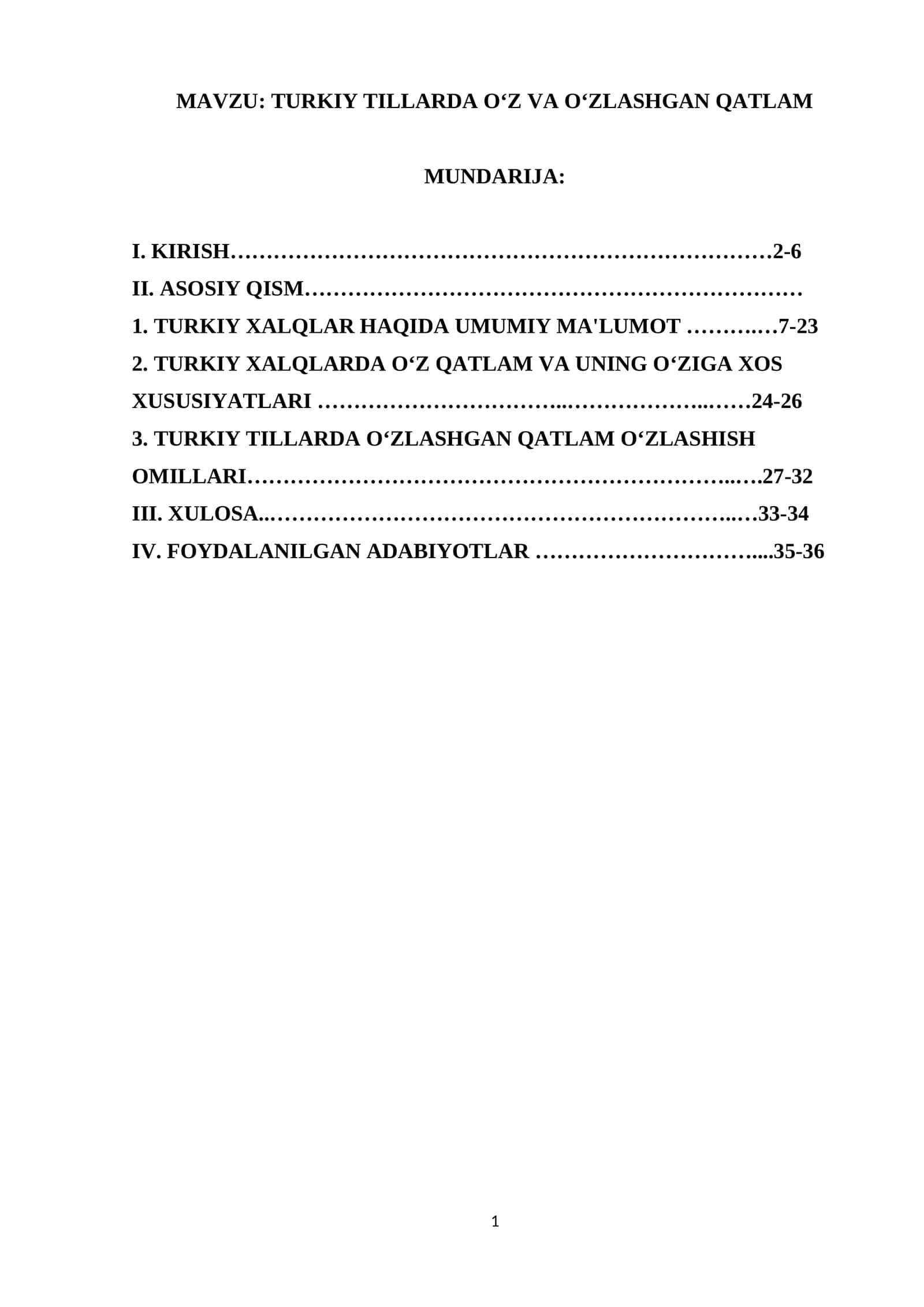 TURKIY TILLARDA OʻZ VA OʻZLASHGAN QATLAM 1