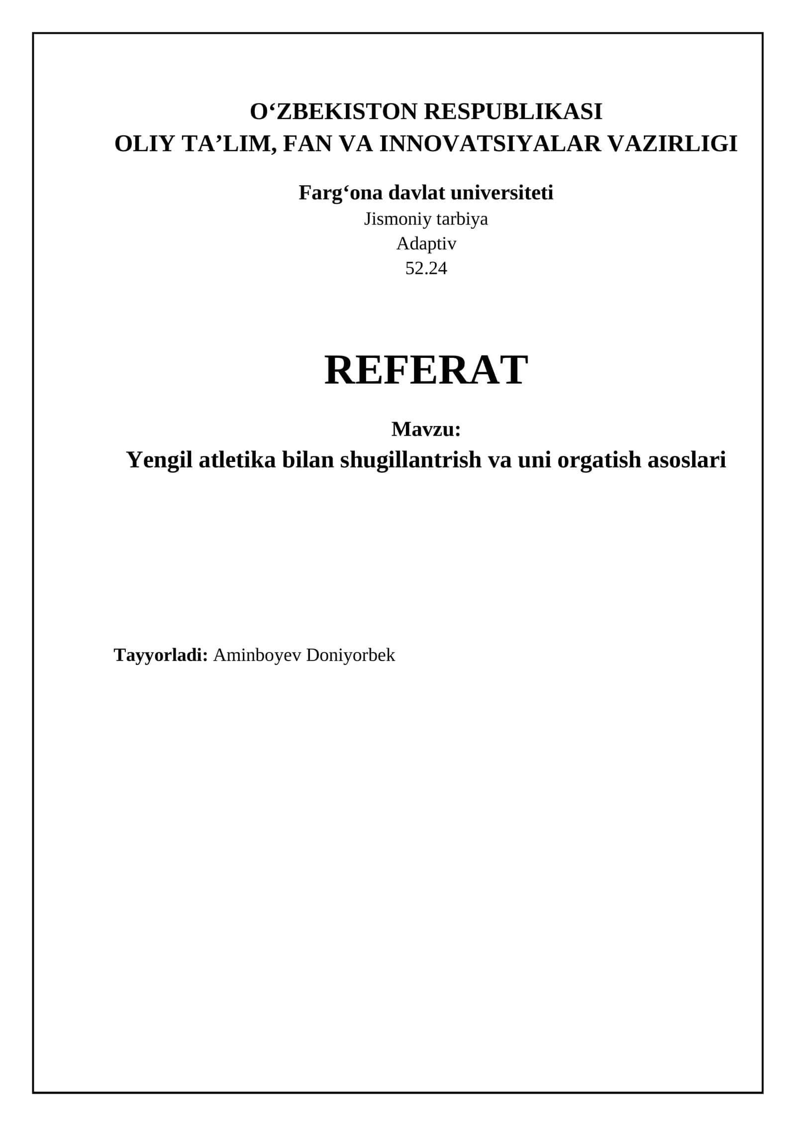 Yengil atletika bilan shugillantrish va uni orgatish asoslari 1