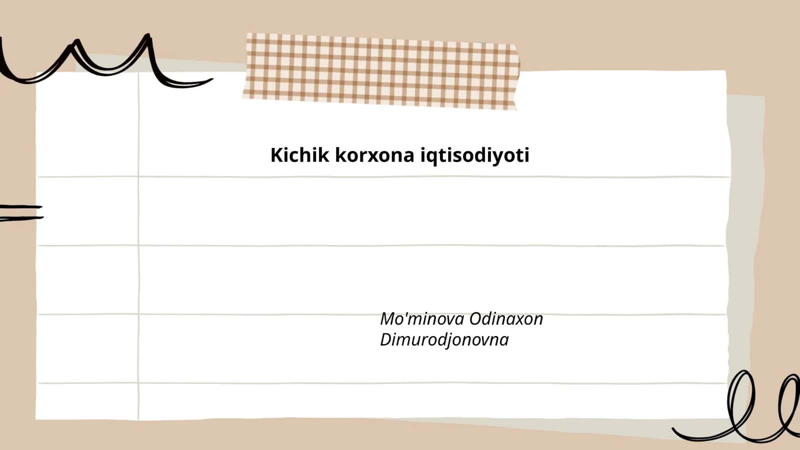 Kichik korxona iqtisodiyoti 1