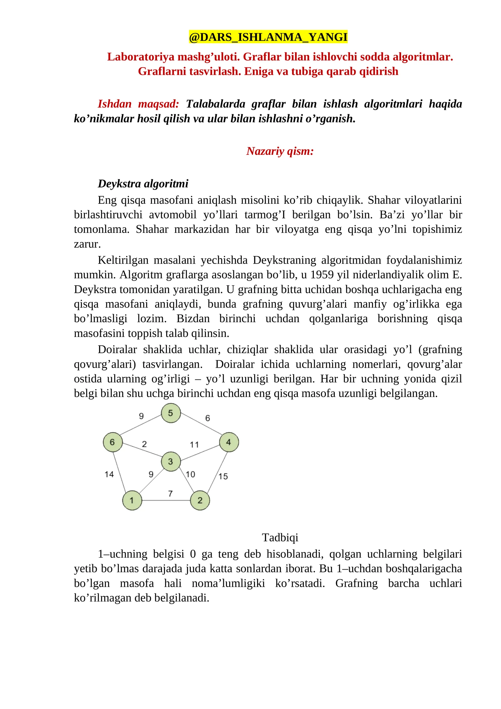 Deykstra algoritmi 1
