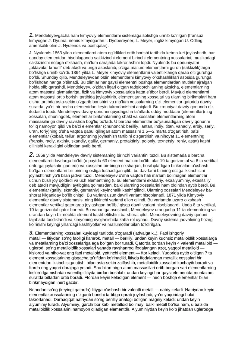 Mendeleyev davriy qonuni 1