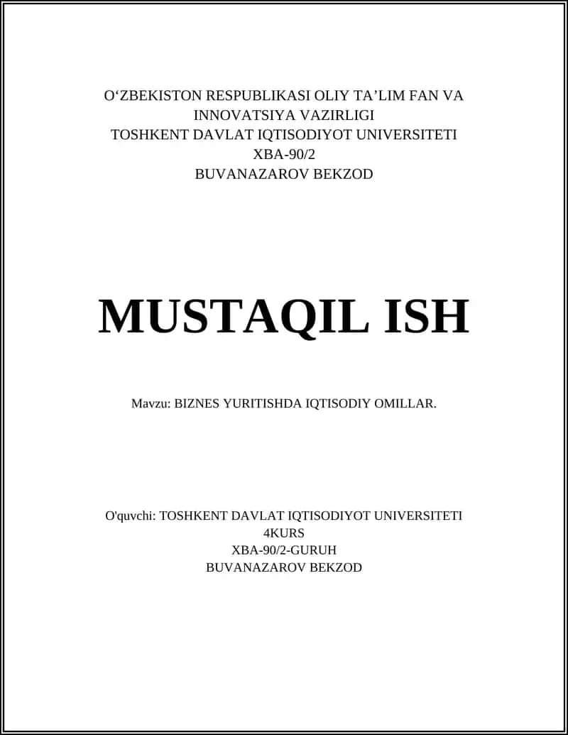 BIZNЕS YURITISHDА IQTISОDIY ОMILLАR 1