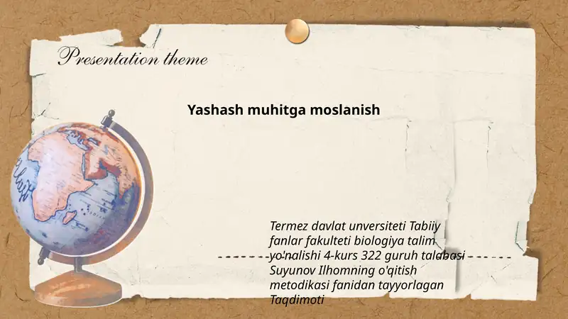 Yashash muhitga moslanish 1