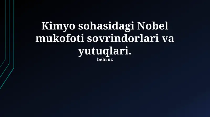 Nobel mukofoti Kimyo sohasida 1