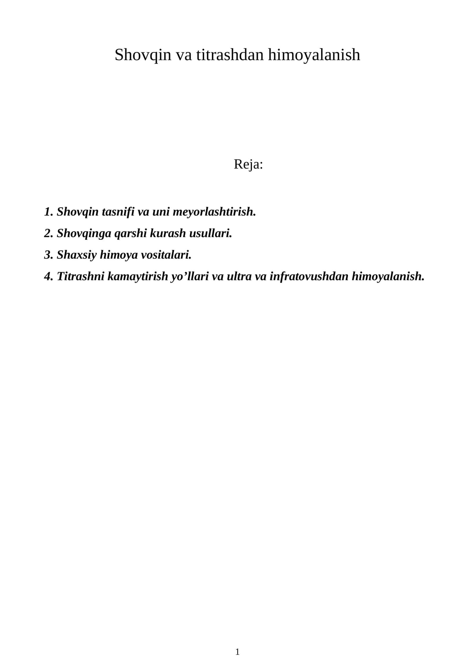 Shovqin va titrashdan himoyalanish 1