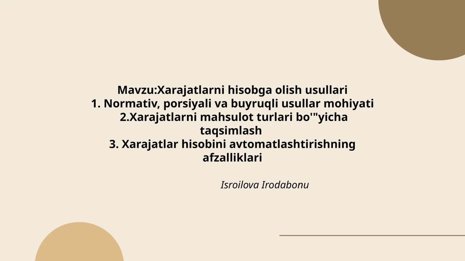 Xarajatlarni hisobga olish usullari 1
