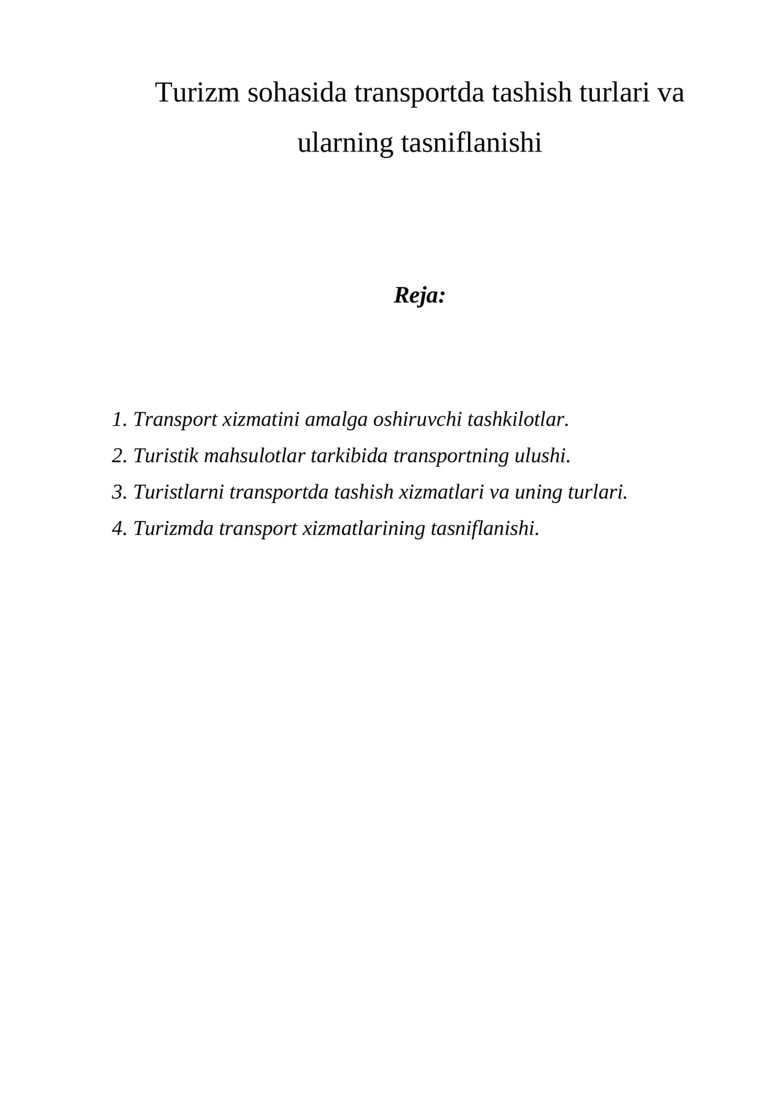 Transport xizmati amalga oshiruvchi tashkilotlar 1