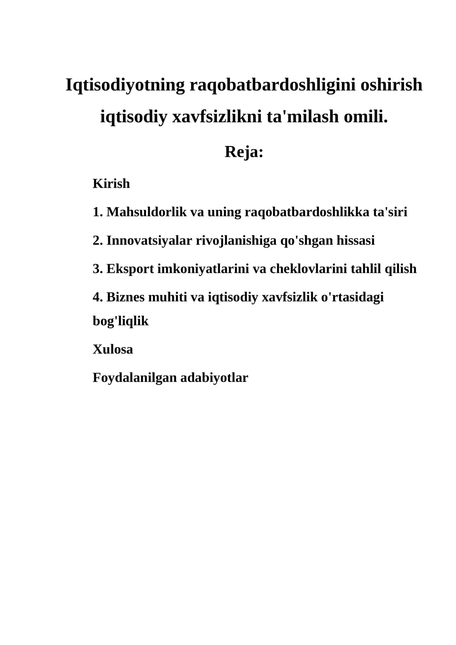 Iqtisodiyotning raqobatbardoshligini oshirish 1