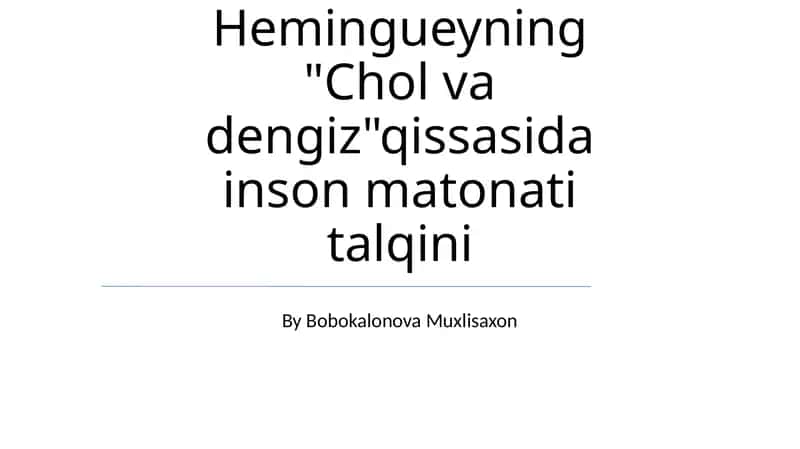 Chol va dengiz 1
