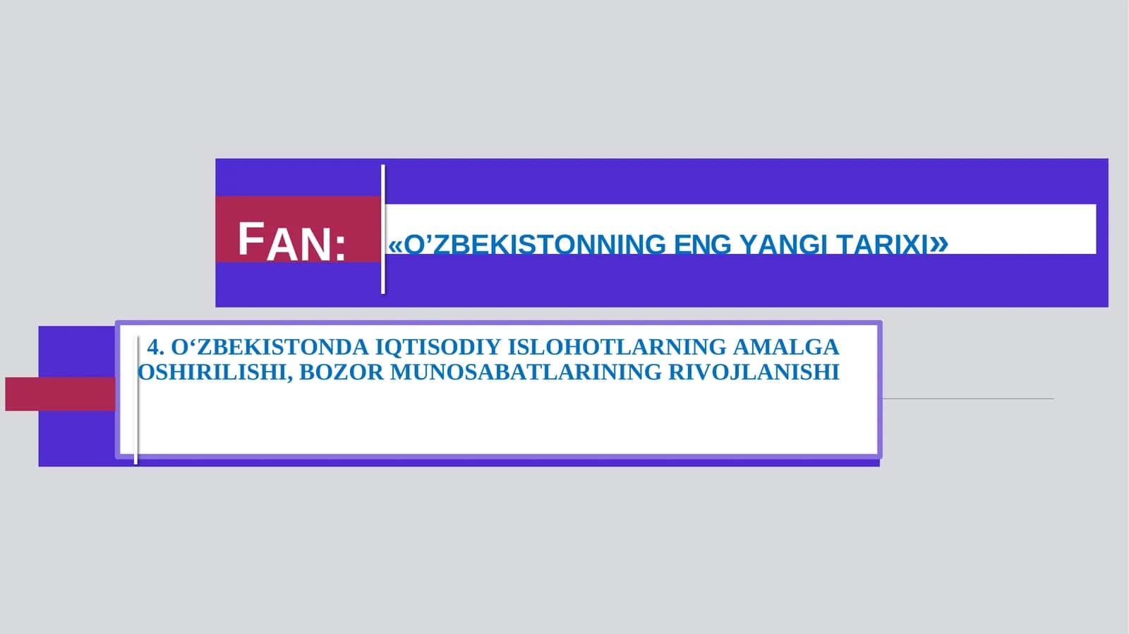 O‘ZBEKISTONDA IQTISODIY ISLOHOTLARNING AMALGA OSHIRILISHI, BOZOR MUNOSABATLARINING RIVOJLANISHI 1