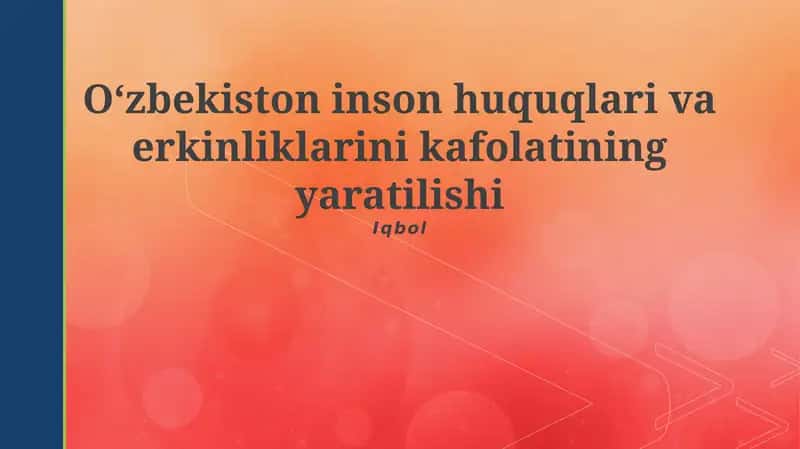 O'zbekiston inson huquqlari va erkinliklarini kafolatining yaratilishi 1