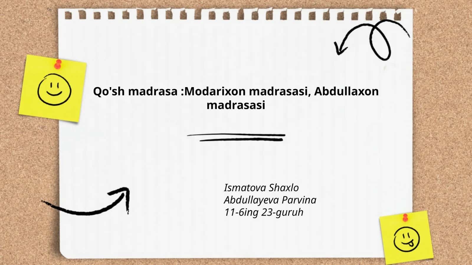 Qo'sh madrasa: Modarixon madrasasi, Abdullaxon madrasasi 1