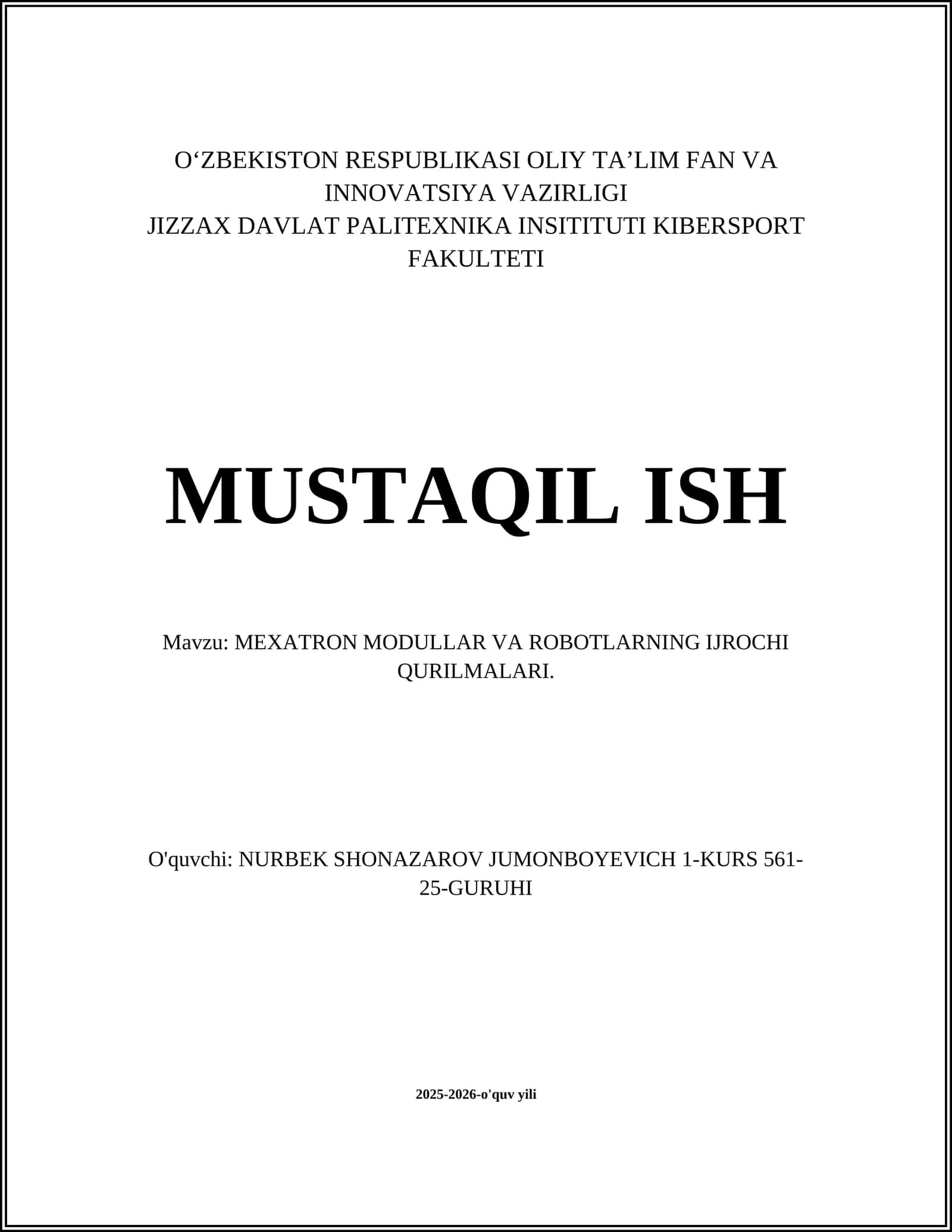 MEXATRON MODULLAR VA ROBOTLARNING IJROCHI QURILMALARI 1