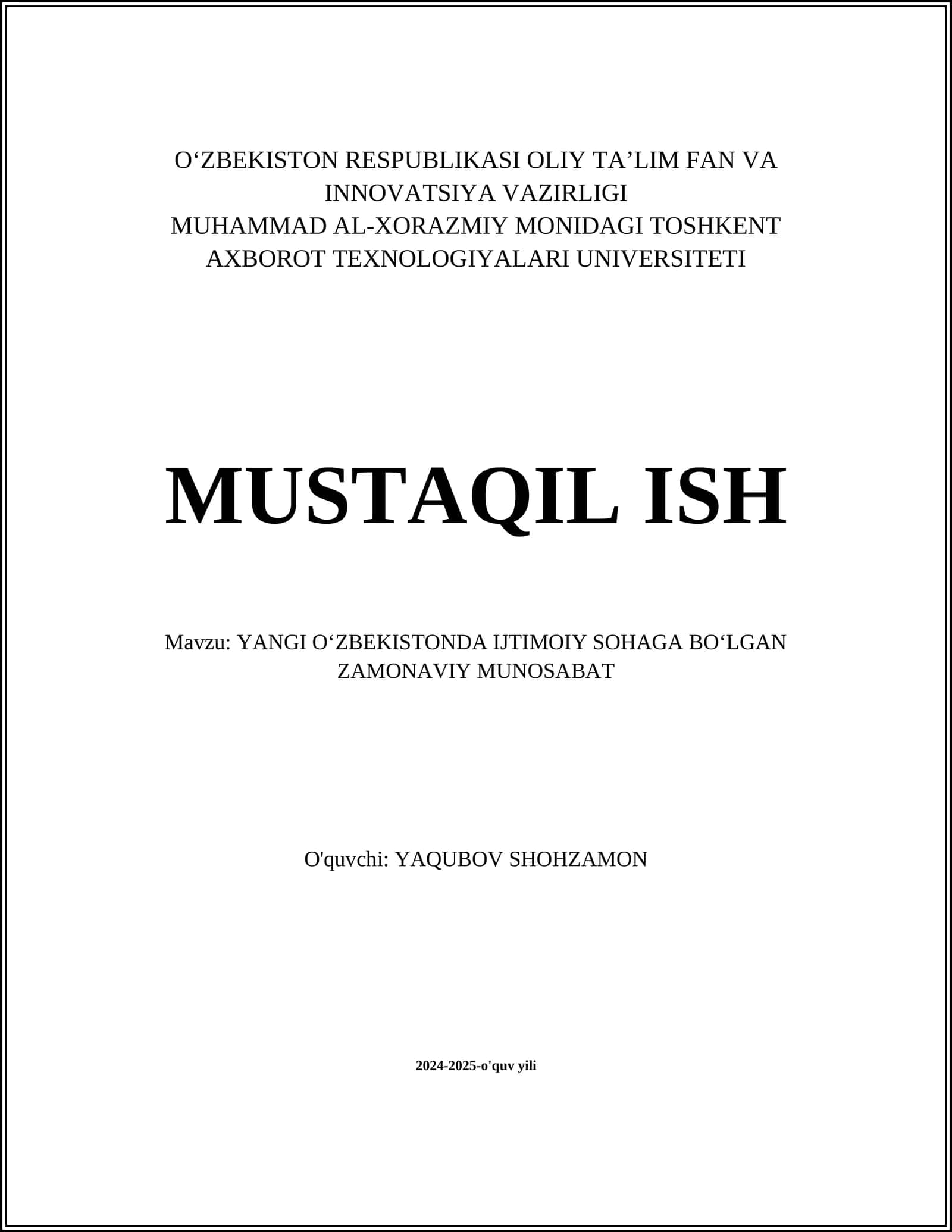 YANGI O‘ZBEKISTONDA IJTIMOIY SOHAGA BO‘LGAN ZAMONAVIY MUNOSABAT 1