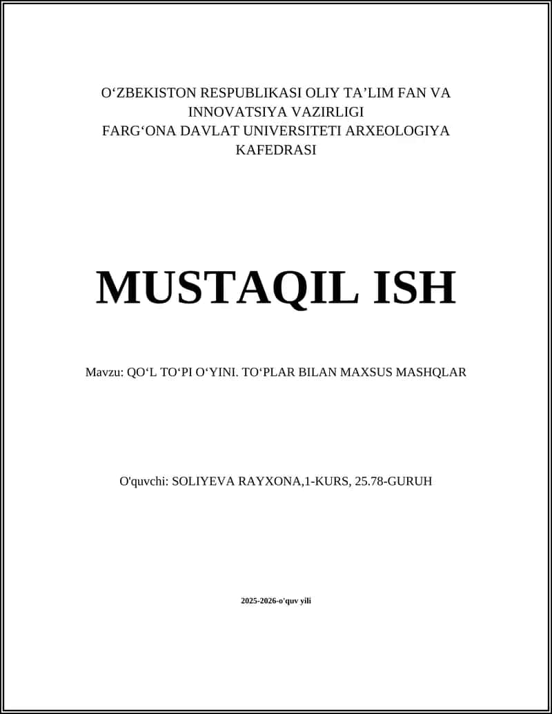 QOʻL TOʻPI OʻYINI 1
