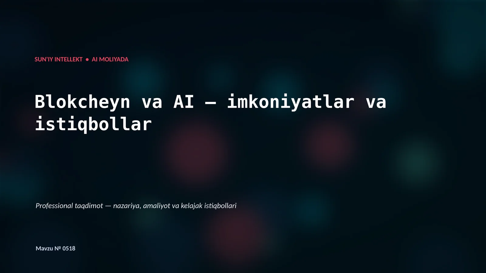 SUN'IY INTELLEKT • AI MOLIYADA 1