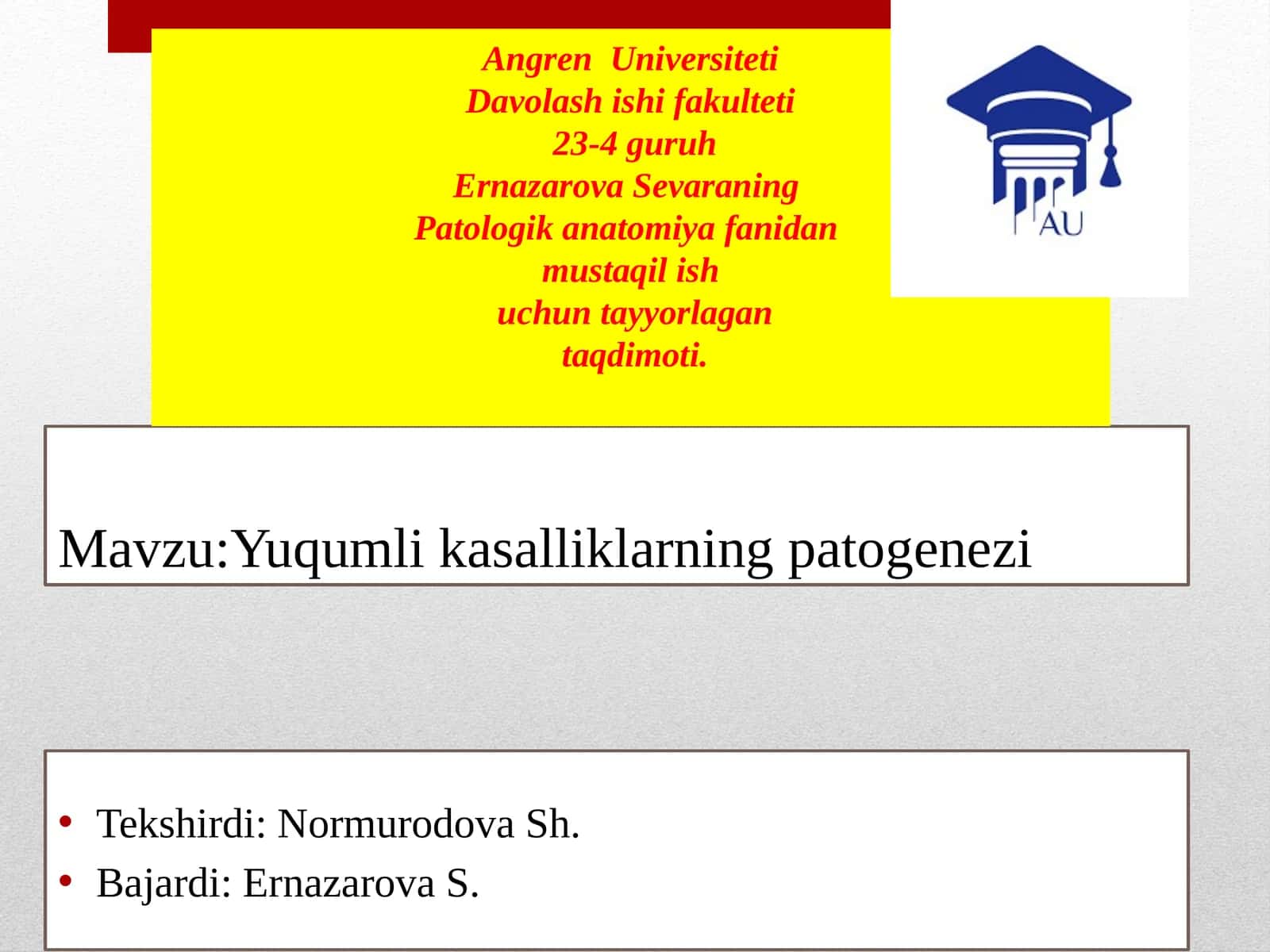 Yuqumlikasalliklarning patogenezi 1