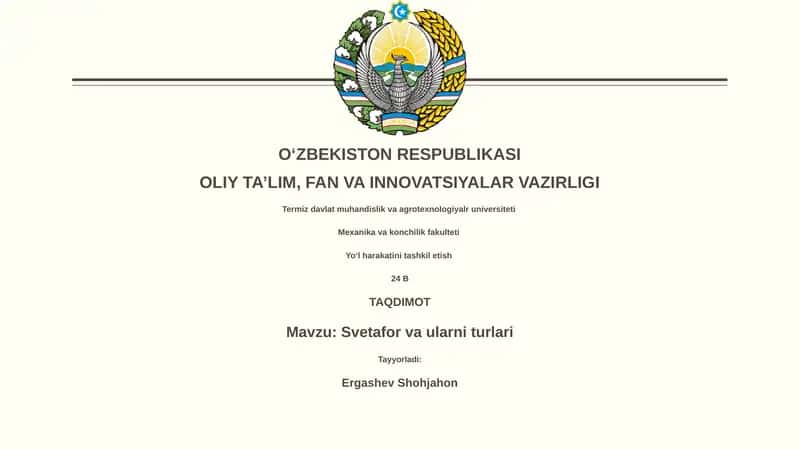 Svetafor va ularni turlari 1