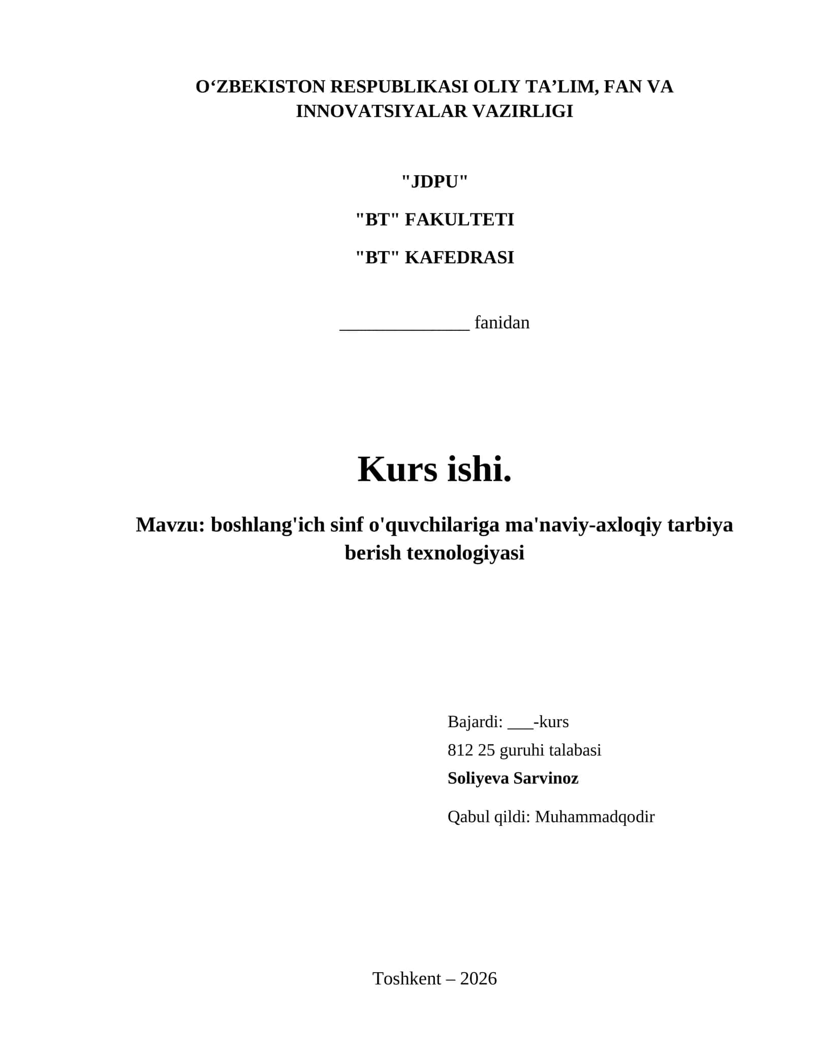 boshlang'ich sinf o'quvchilariga ma'naviy-axloqiy tarbiya berish texnologiyasi 1