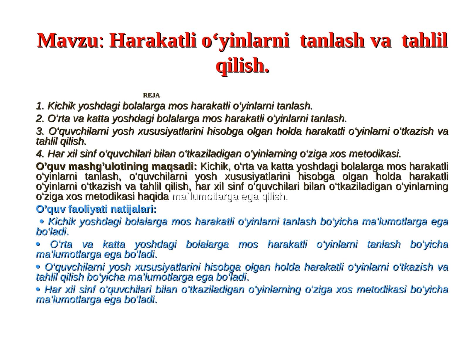 Harakatli o‘yinlarni tanlash 1