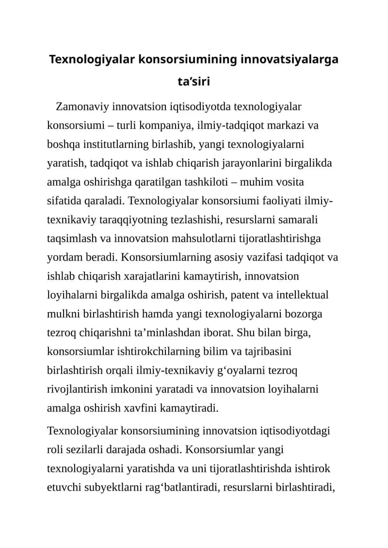Texnologiyalar konsorsiumi - innovatsiyalarga ta’siri 1