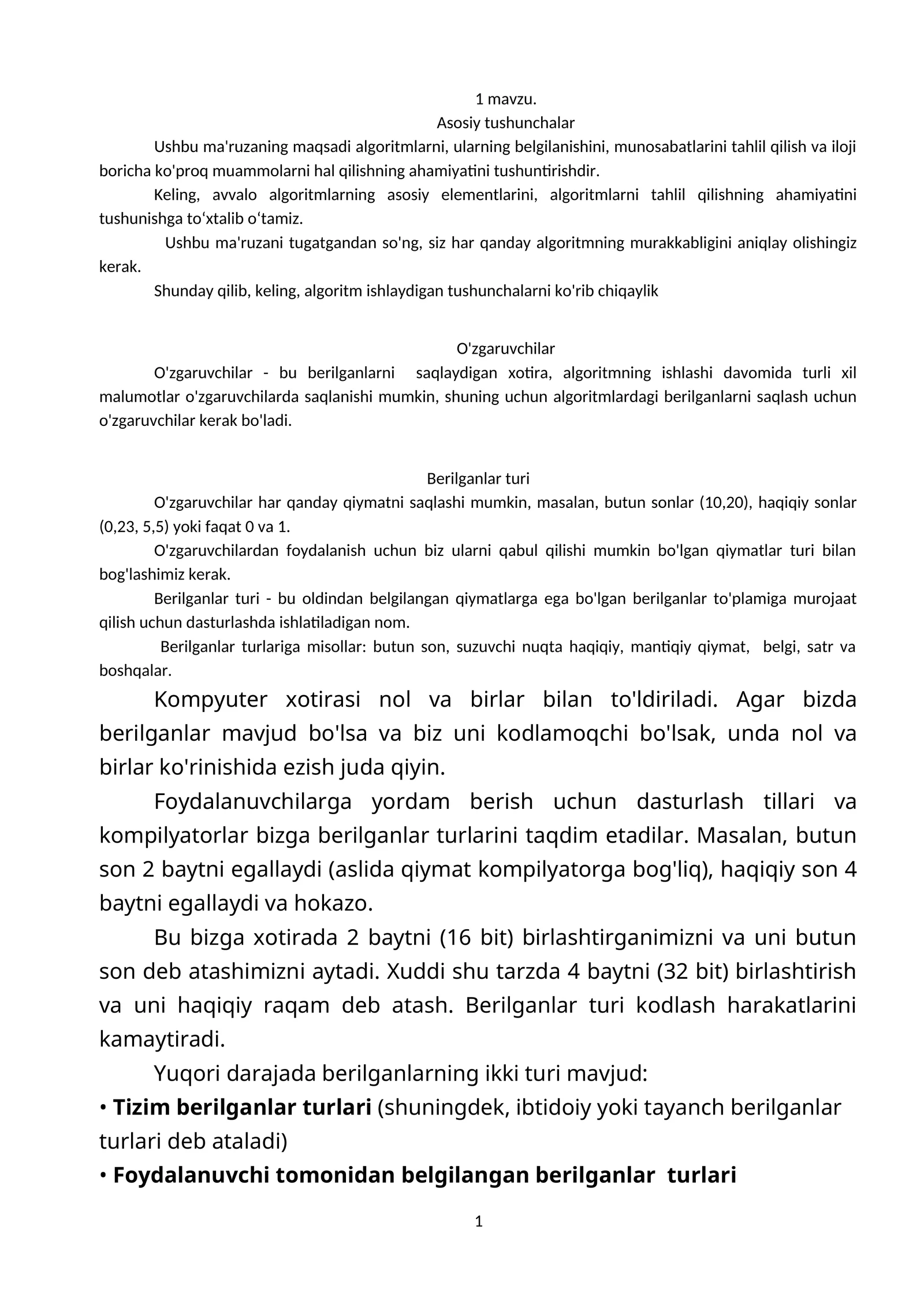 Algoritm tahlili 1