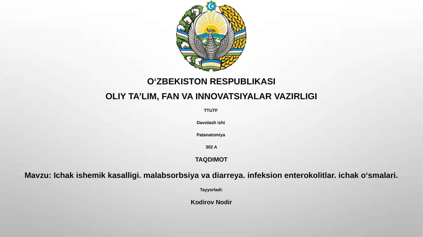 Davolash ishi 1