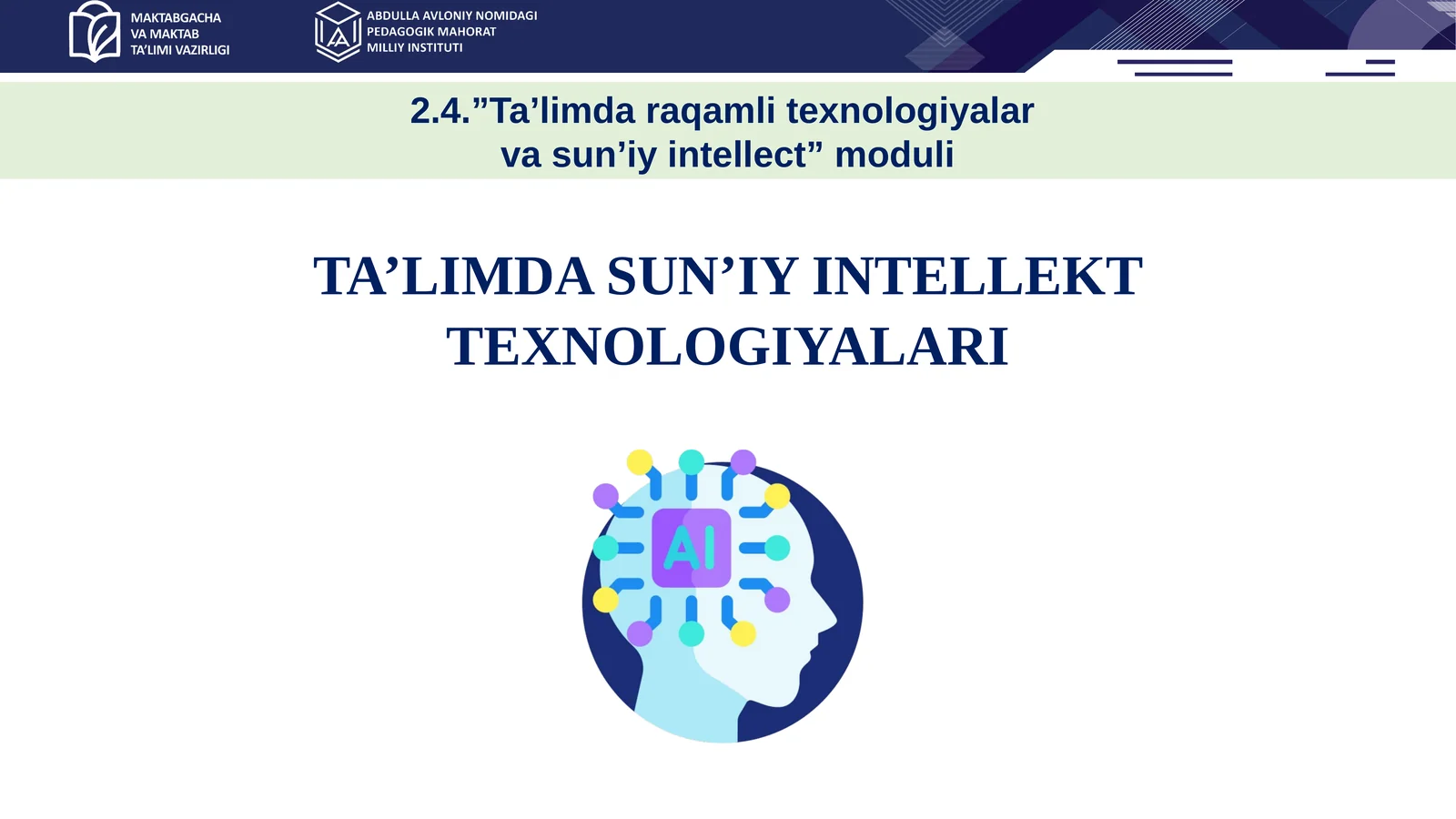 TA’LIMDA SUN’IY INTELLEKT TEXNOLOGIYALARI 1