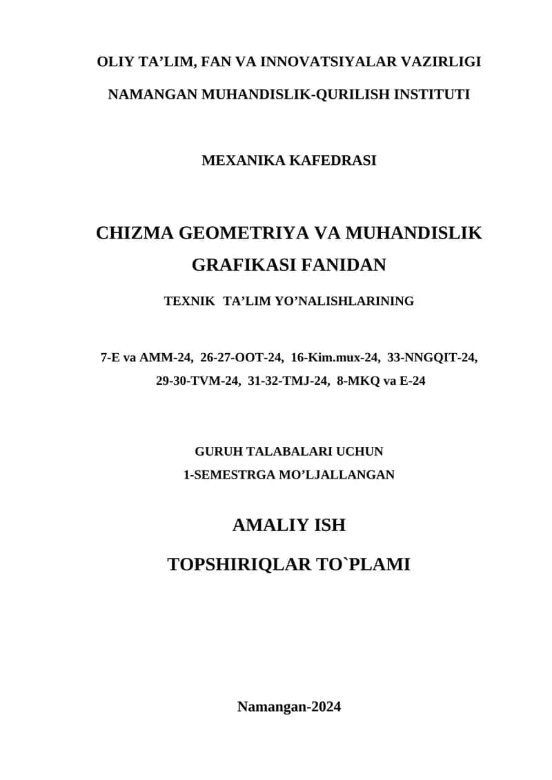 Chizma geometriya va muhandislik grafikasi fanidan 1