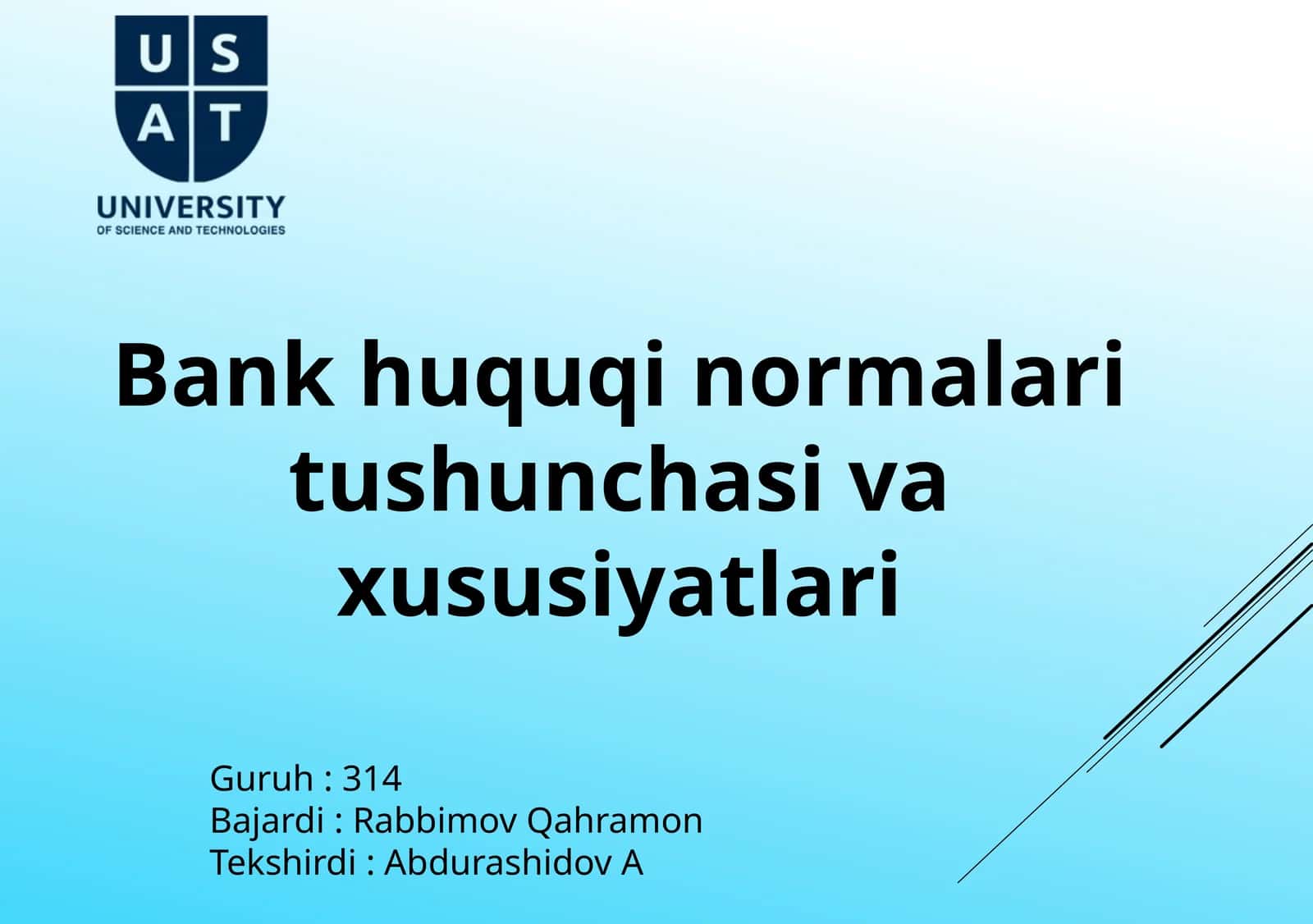 Bank huquqining normalari tushunchasi va shaxsiyatlari 1