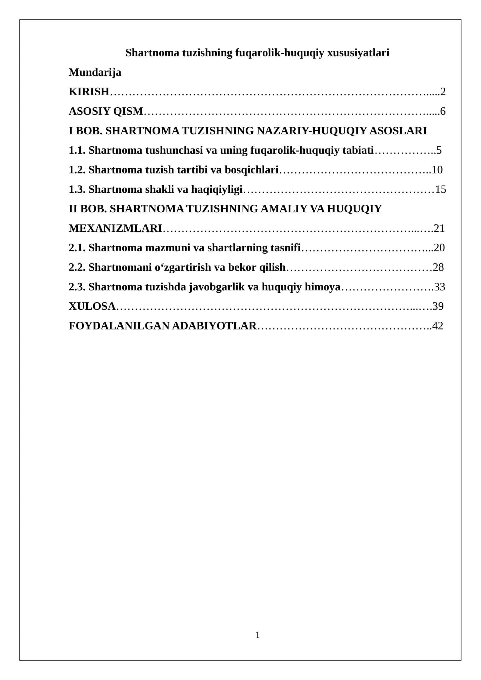 Shartnoma tuzishning fuqarolik-huquqiy xususiyatlari 1