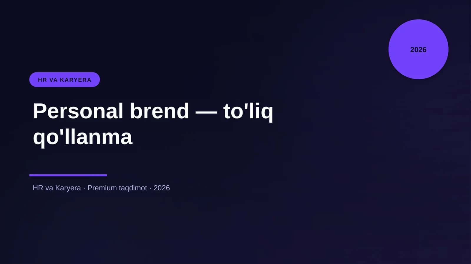Personal brend — to'liq qo'llanma 1
