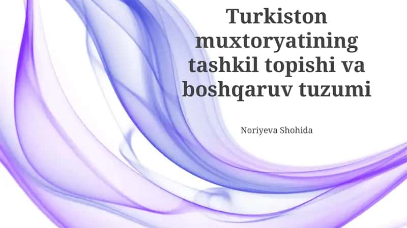 Turkiston muxtoryatining tashkil topishi va boshqaruv tuzumi 1