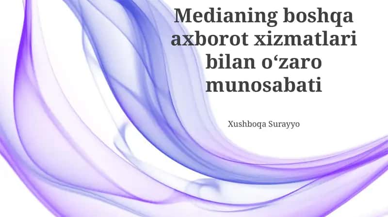 Medianing Axborot Xizmatlari Ekologiyasidagi Oʻrni 1