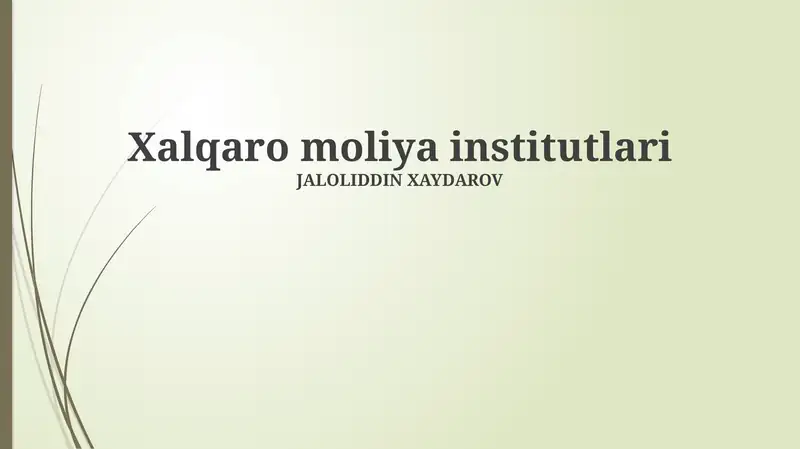 Xalqaro moliya institutlari 1