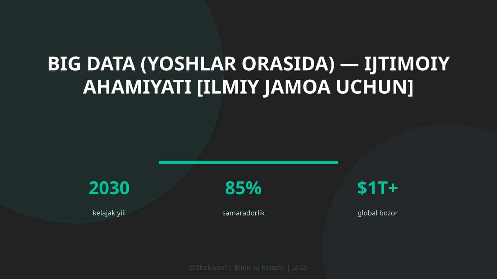 BIG DATA (YOSHLAR ORASIDA) — IJTIMOIY AHAMIYATI [ILMIY JAMOA UCHUN] 1