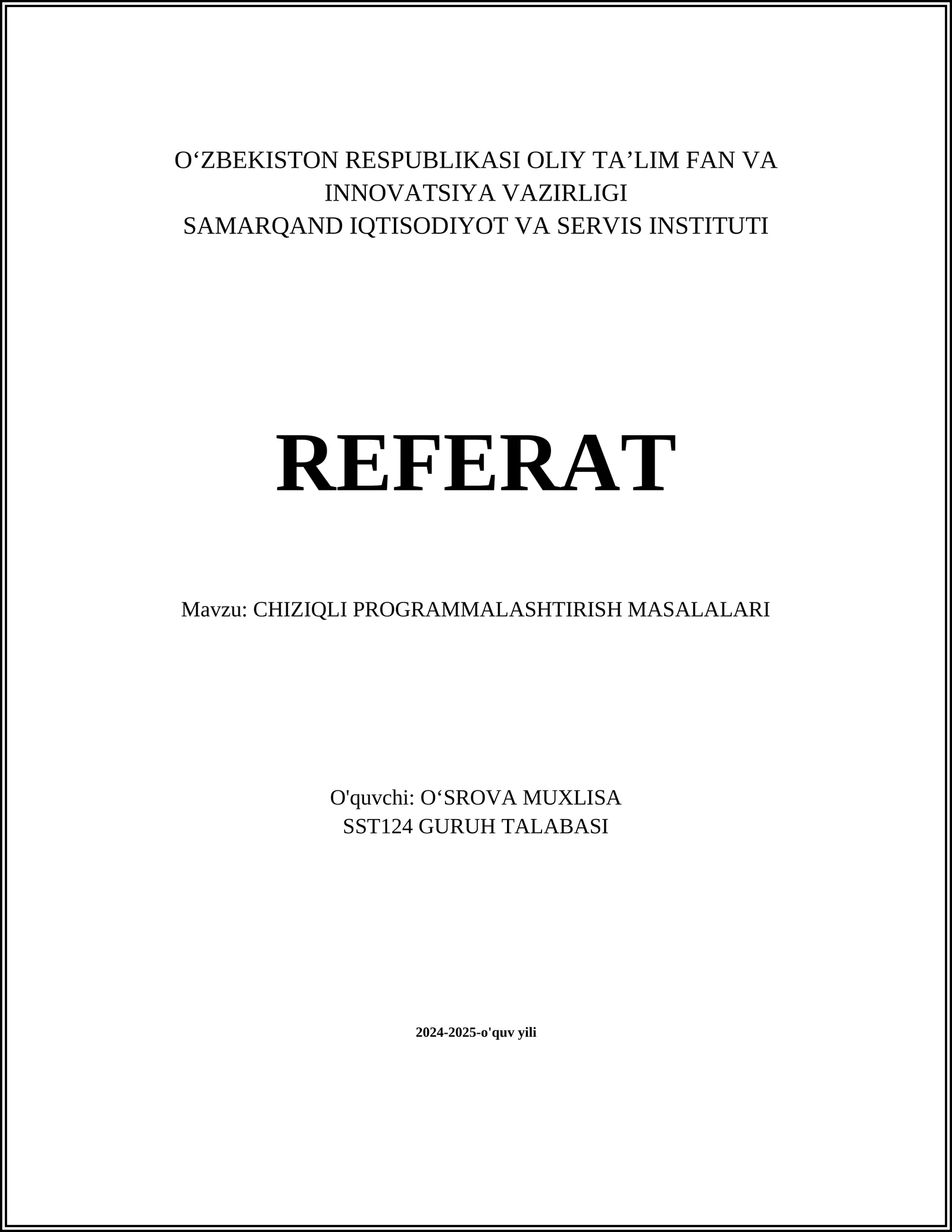 CHIZIQLI PROGRAMMALASHTIRISH MASALALARI 1