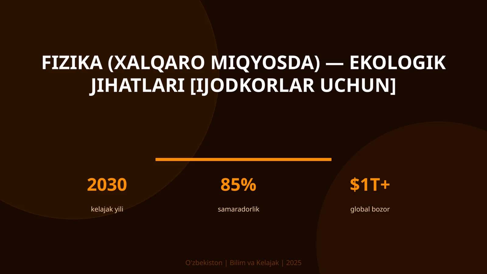 FIZIKA (XALQARO MIQYOSDA) — EKOLOGIK JIHATLARI [IJODKORLAR UCHUN] 1