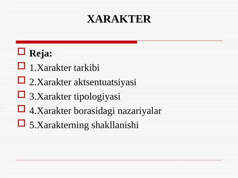 XARAKTER 1
